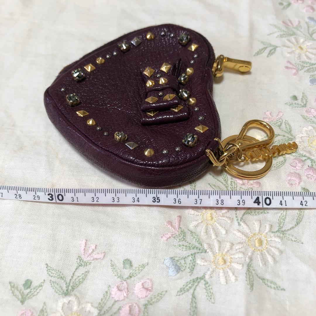 ミュウミュウ スタッズ付きハート型ケース　ビジュー　キーホルダー