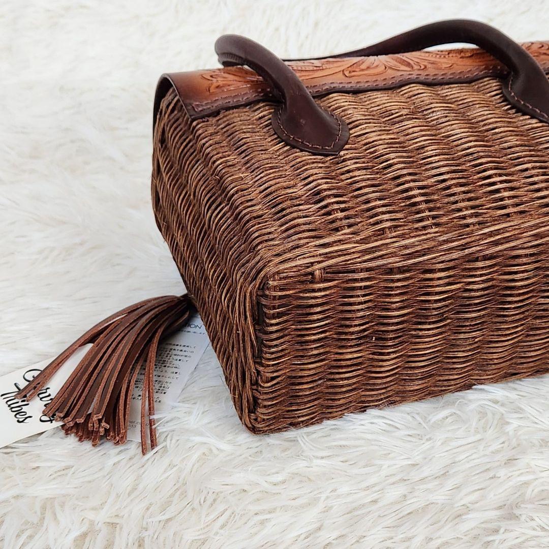 《未使用》グレースコンチネンタル カービングトライブス かごバッグ