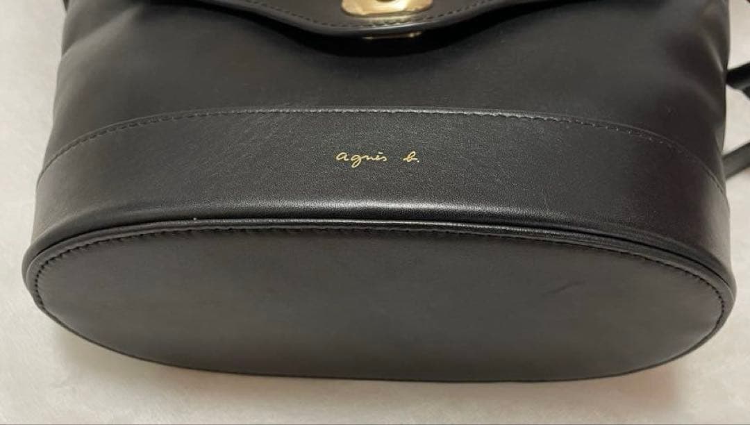 【美品】アニエスベー　ショルダーバッグ　牛革　ブラック