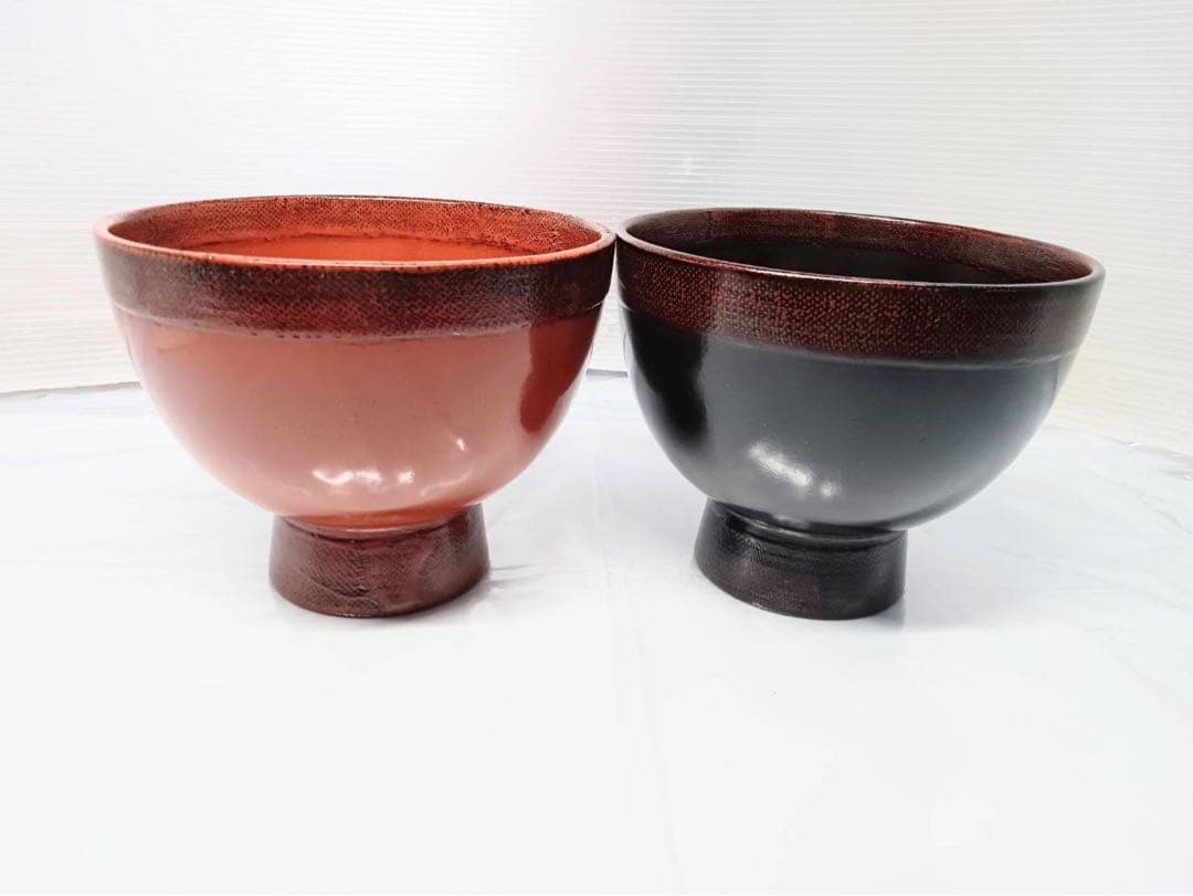 【ルイ】伝統工芸品 漆器 高台 高足 盛り 鉢 麺鉢 汁椀 お椀 丼 2客
