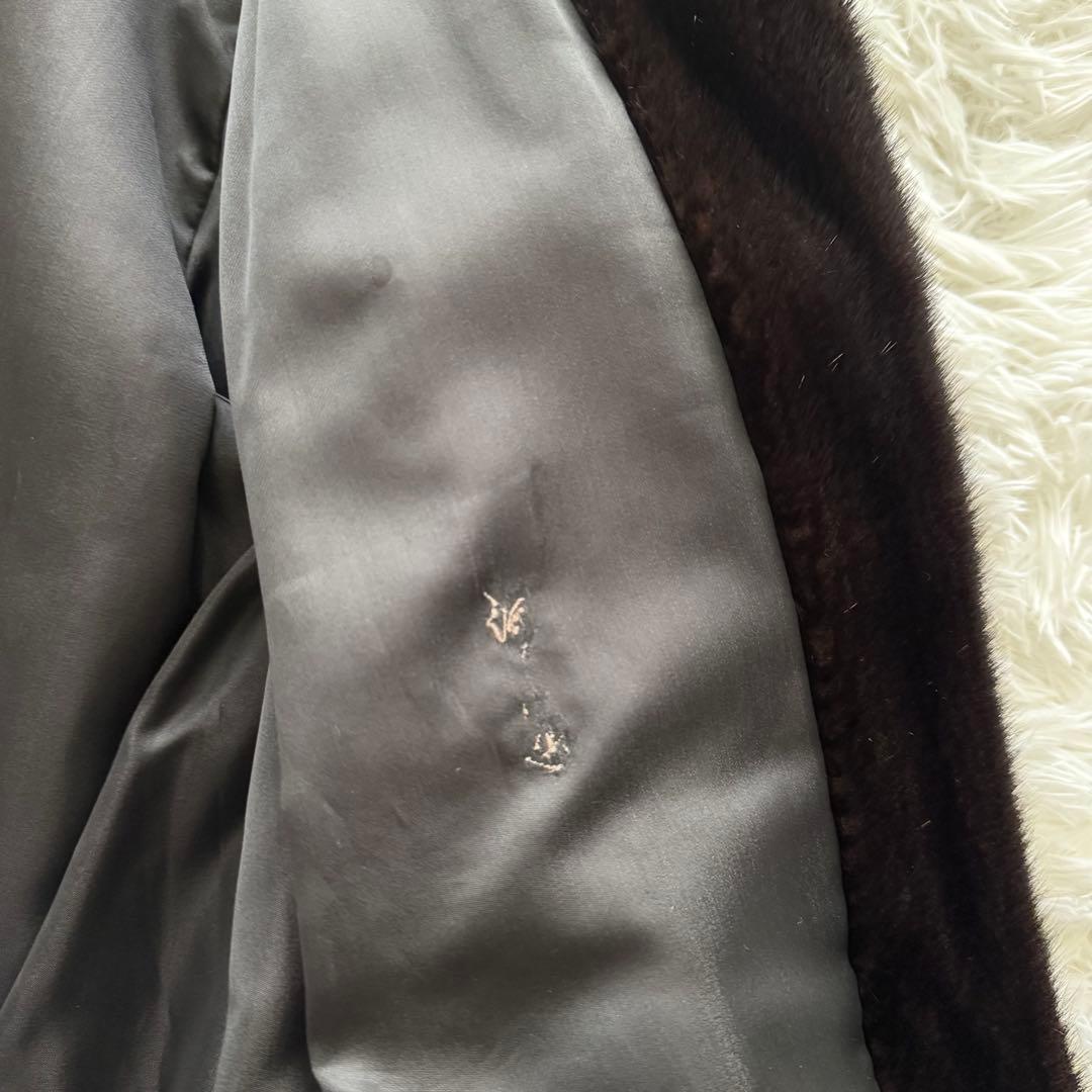 【ピエールバルマン】ミンクファーコート　毛皮 リアルファー　ダークブラウン