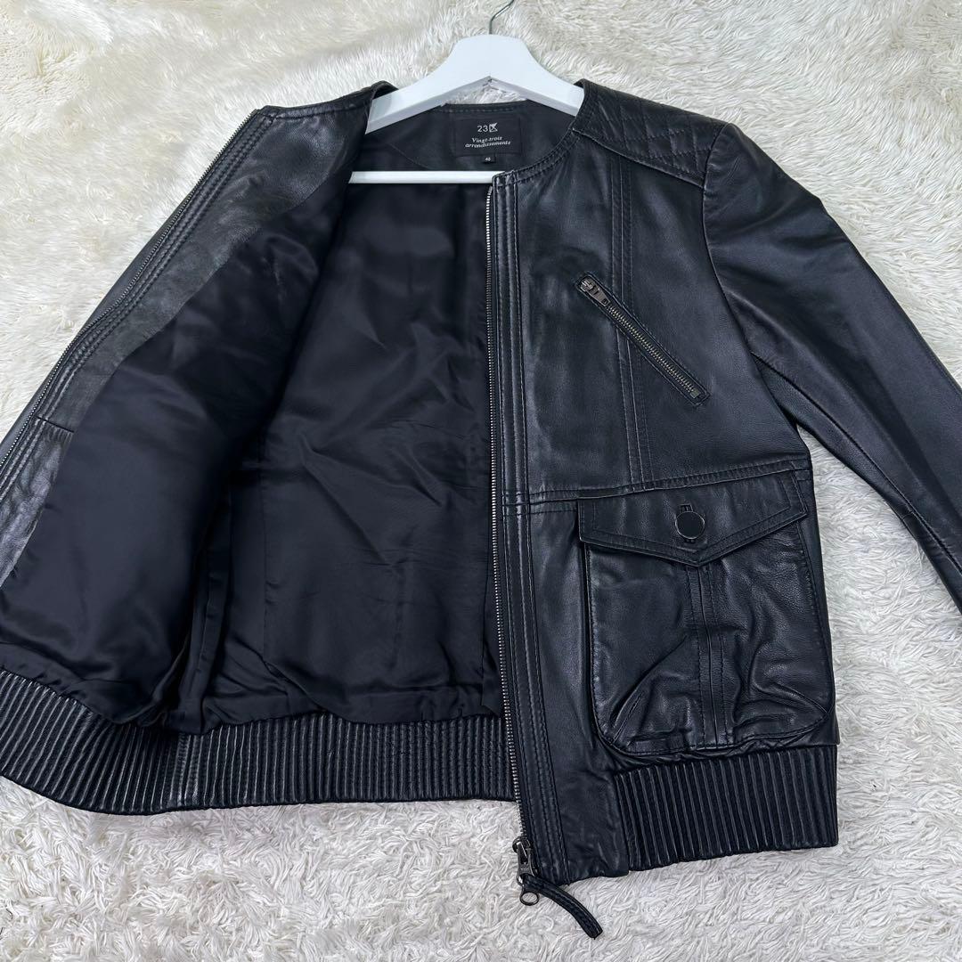 ✨極美品✨23区 ラムレザー ライダース ジャケット ブラック 40 L