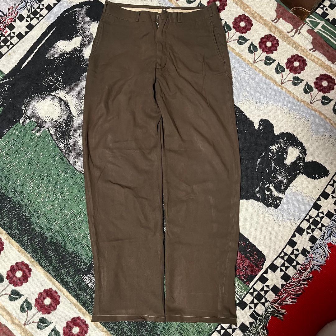 50s 60s レーヨン ギャバジン ドレープ スラックス 茶色 ヴィンテージ