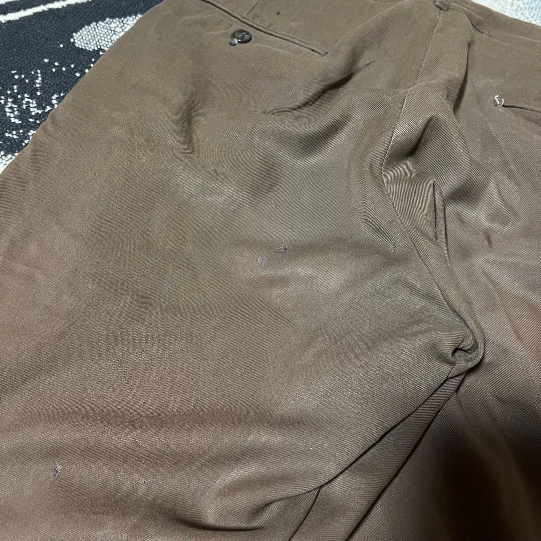 50s 60s レーヨン ギャバジン ドレープ スラックス 茶色 ヴィンテージ