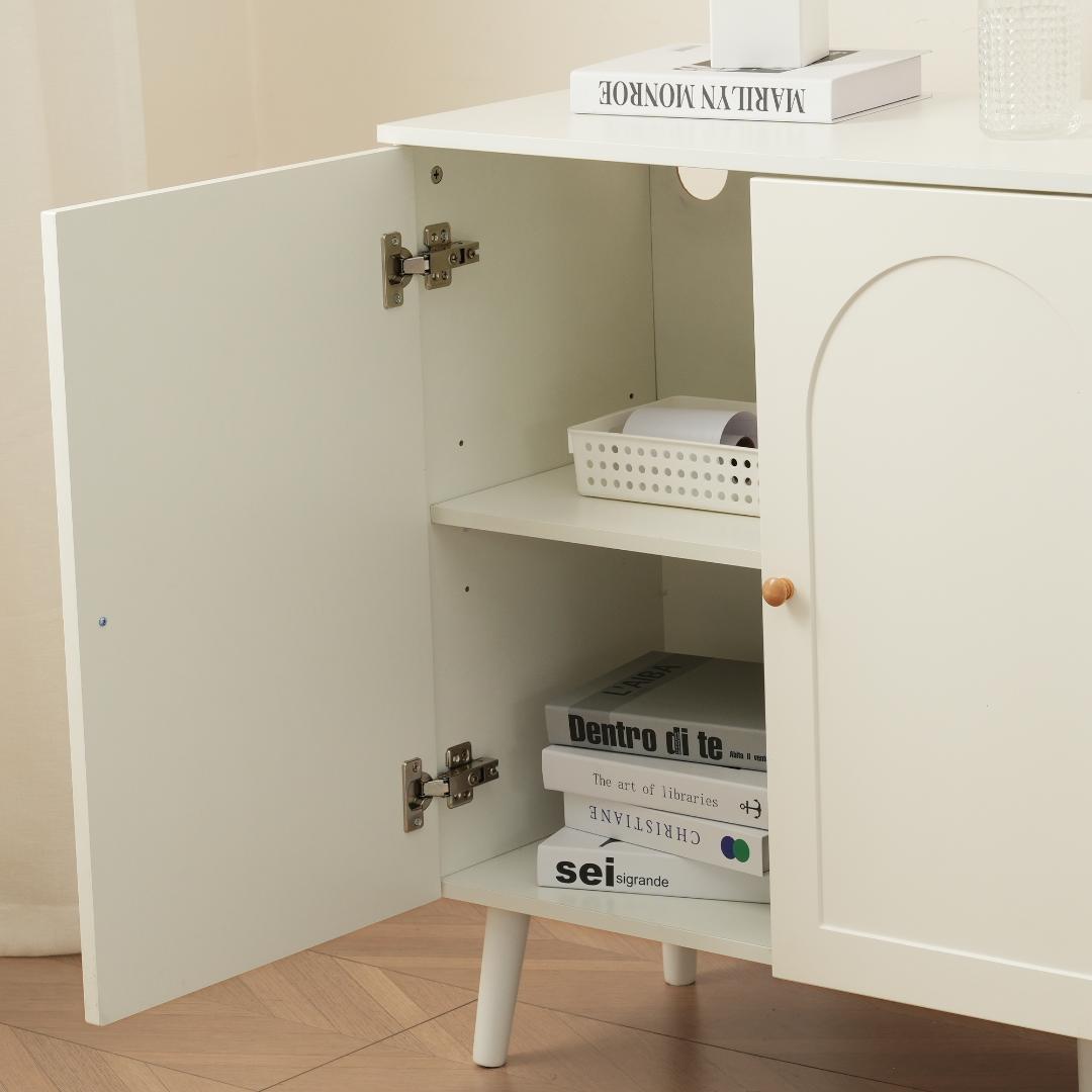 限定価格！キャビネット サイドボード コンパクトリビングボード　WHITE