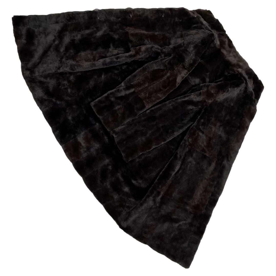 総丈97 フード付 ミンクシェアード リアルファーロングコート XL ブラック