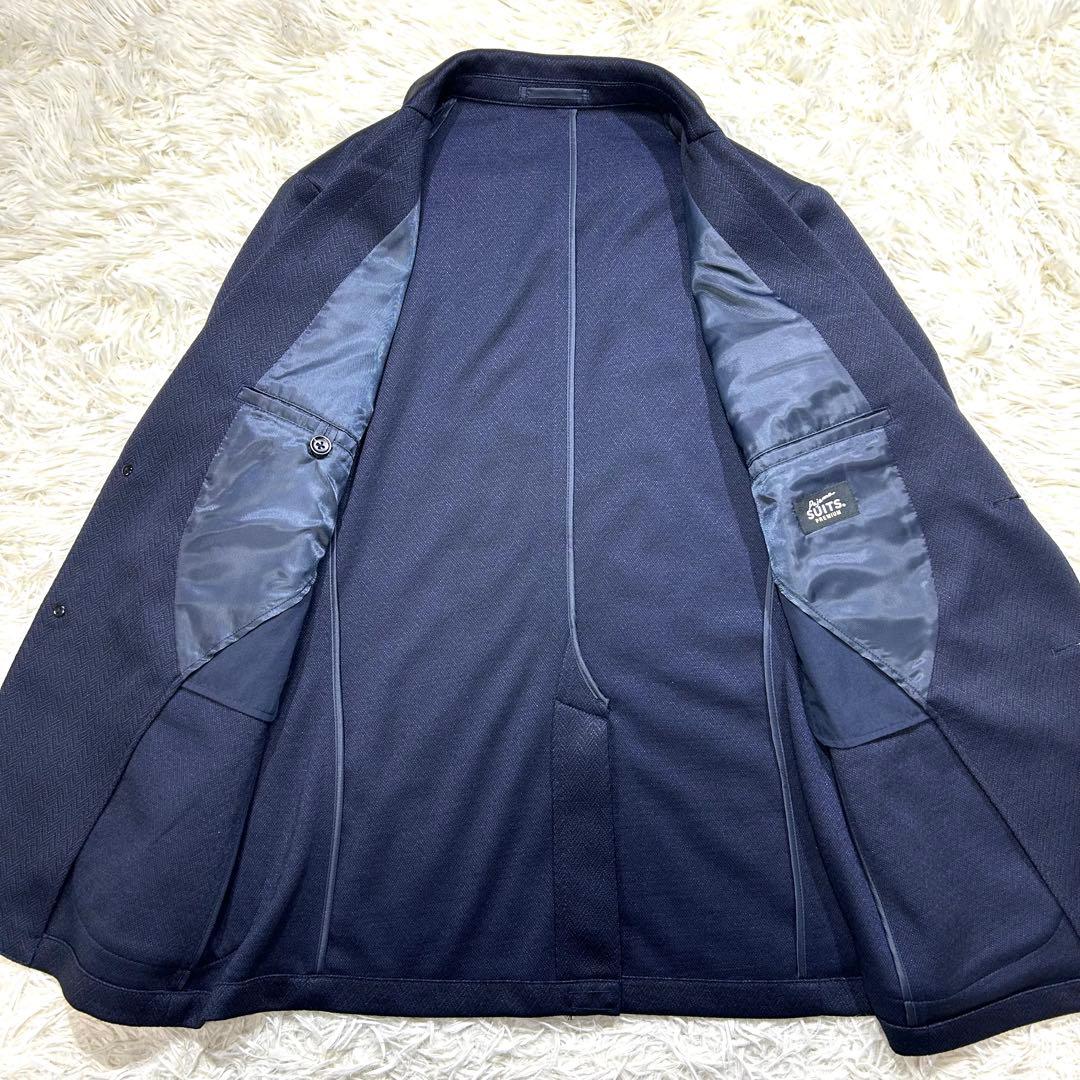 未使用タグ付【金のパジャマスーツ】プレミアムウールジャージセット 紺無地調　M