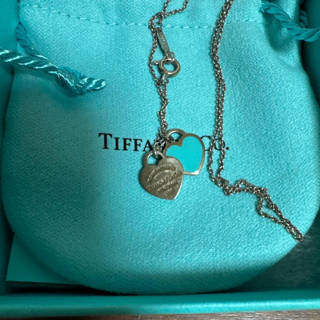 ティファニー ダブル ハート ペンダント ネックレス ブルー