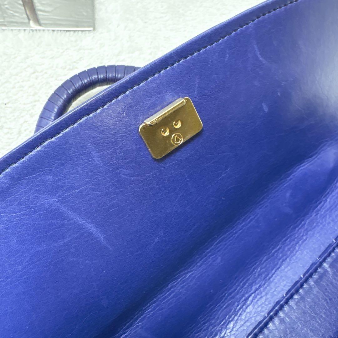 【希少✨】 ハマノ ロイヤルモデル イントレチャート ハンドバッグ レザー 青