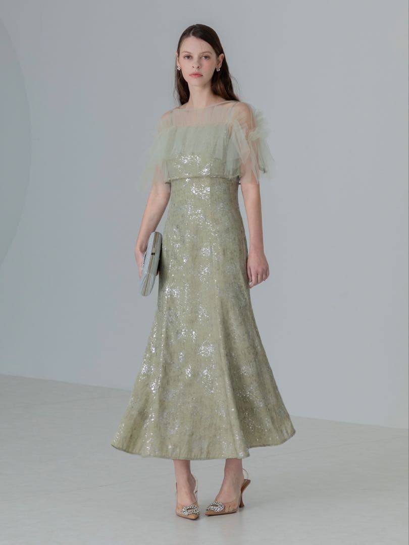 チュールフリルボレロペイントマーメイドワンピースドレス結婚式パーティー成人式