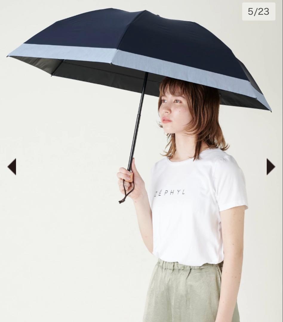 サンバリア 折りたたみ日傘 ３段折 / コンビ ネイビー 美品 サンバリア100