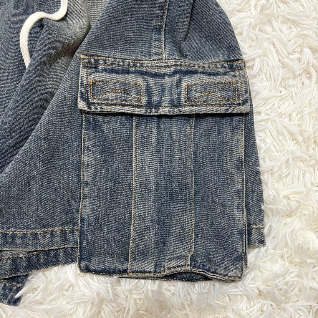 未使用タグ付 美品 GALFY デニムハーフパンツ ビッグロゴ ビンテージXL