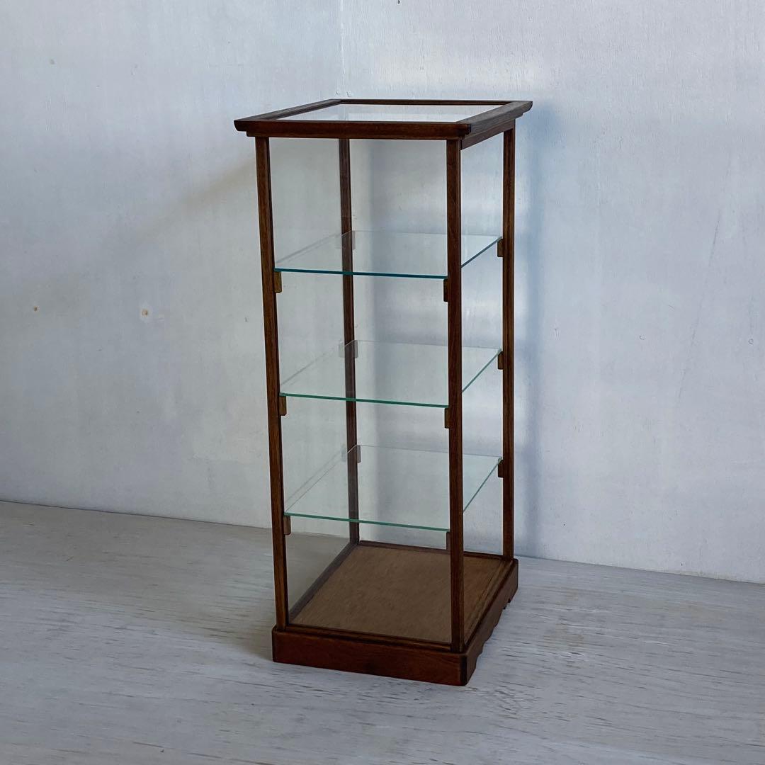 古い木製 ガラスケース 4段 ショーケース 扉なし