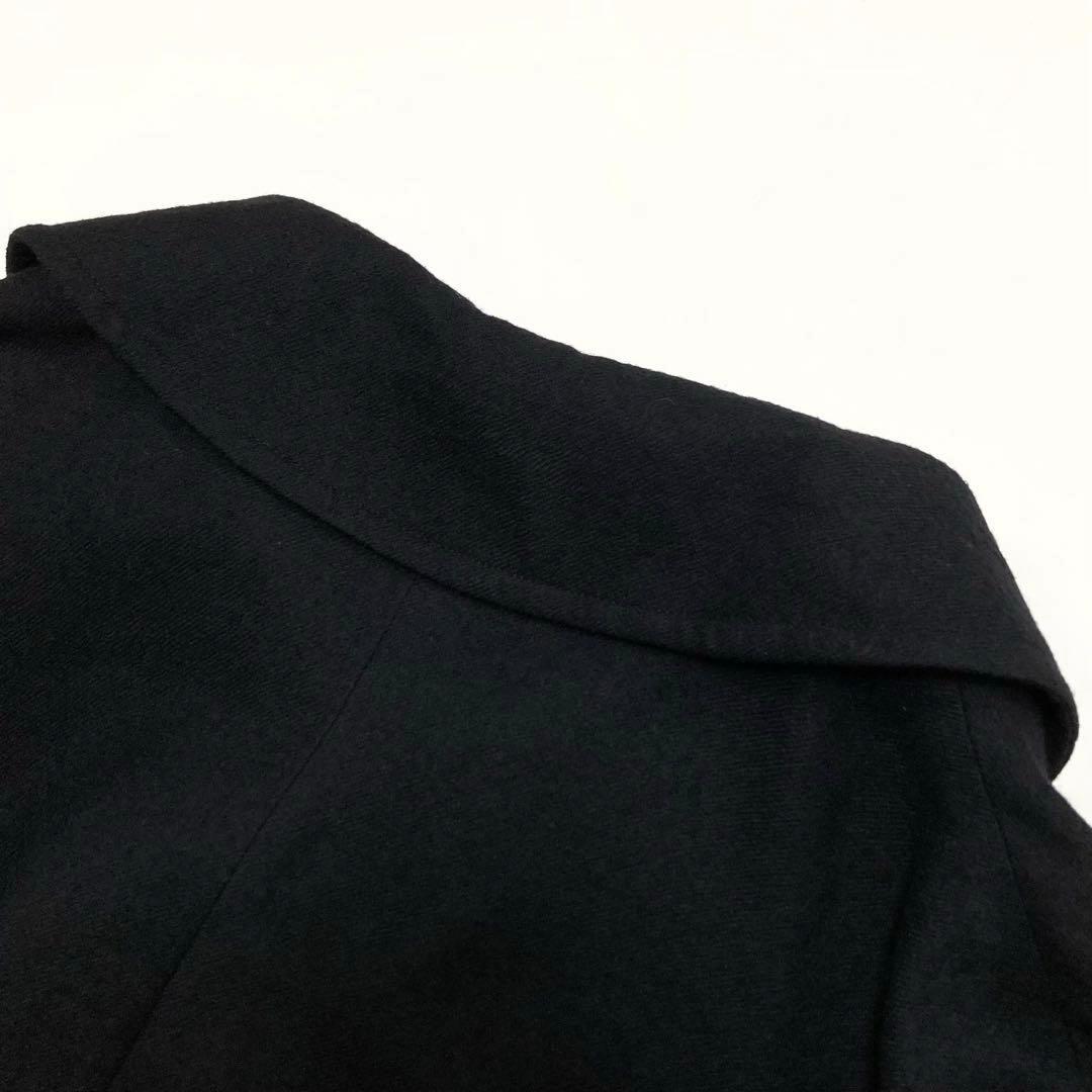 Y's ワイズ ウール ステンカラーコート 黒2