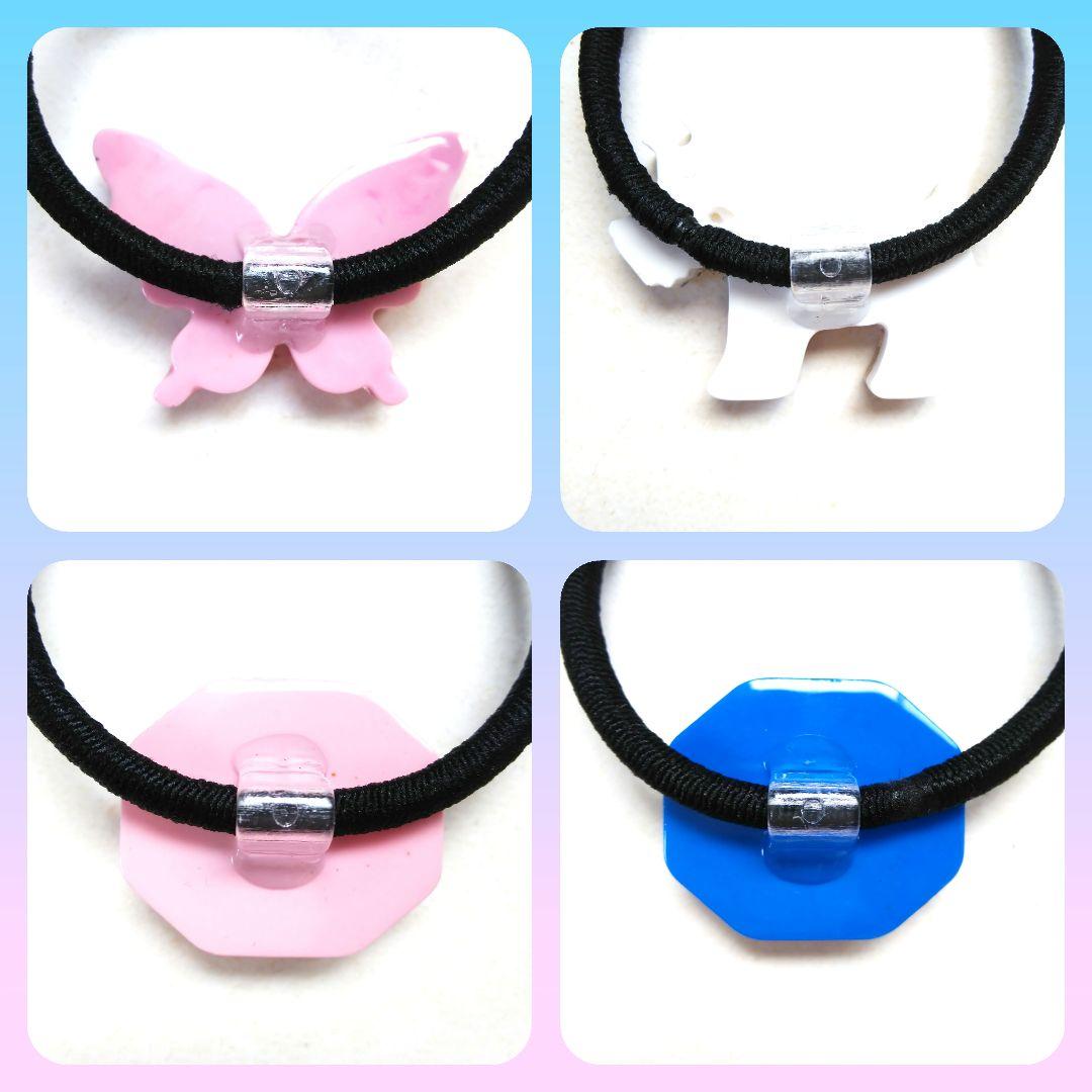 ヘアゴム レジン オーバル型 天然石レッドジェイドとミニミニ薔薇と蝶々