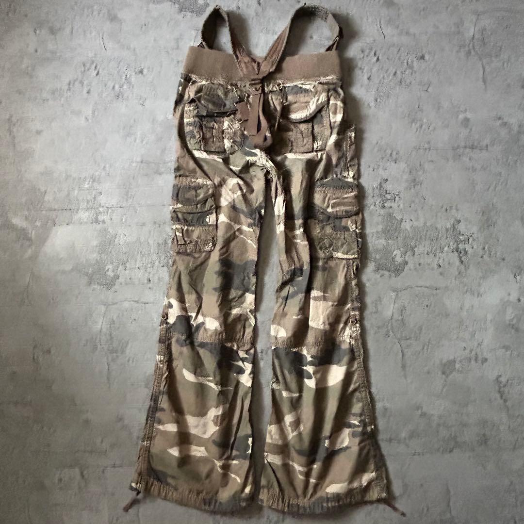 00s Y2K GOA ゴア 迷彩 パラシュートパンツ カーゴ サスペンダー
