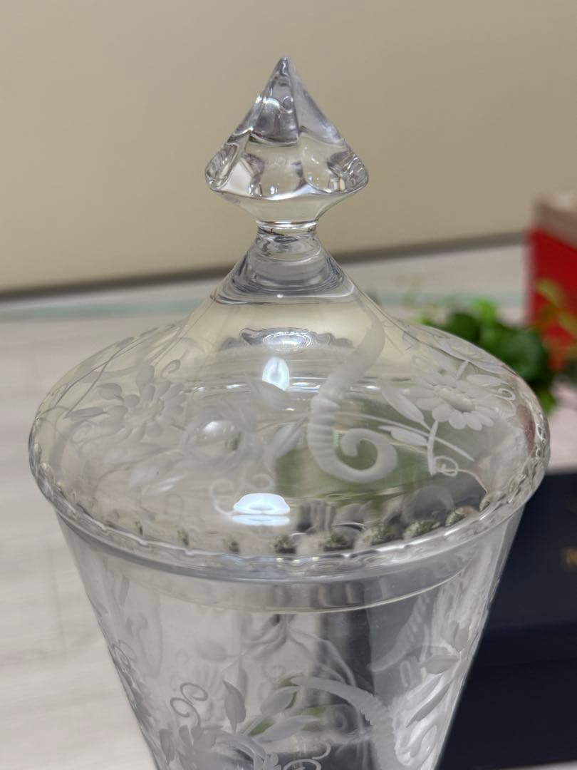 マイセン　花柄エッチングクリスタル　グラス