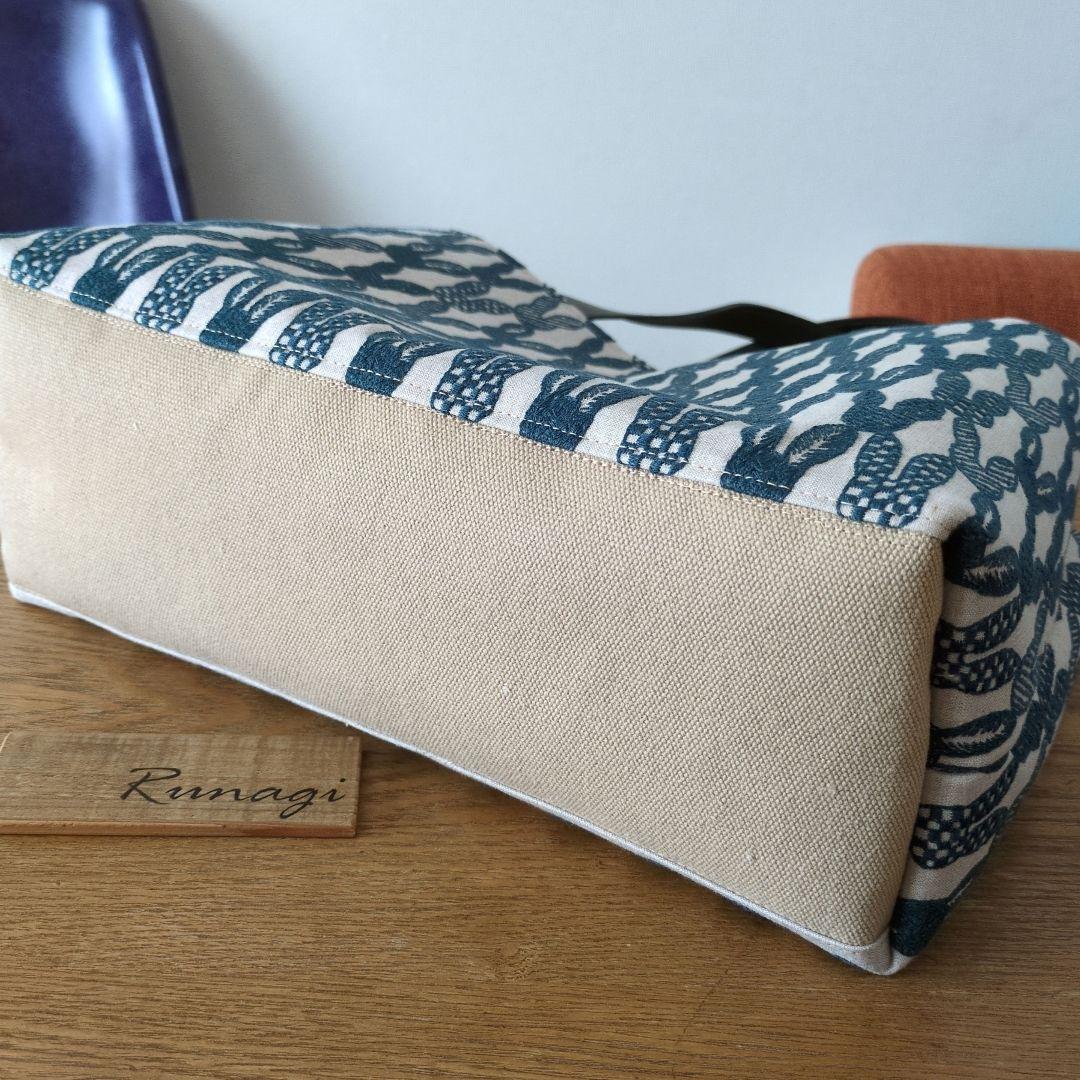 ＊SALE＊【1555】大きいサイズのあおりポケット巾着バッグ＊ミナペルホネン