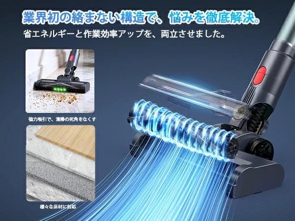 コードレス掃除機 サイクロン式 550Ｗ 3段吸引 軽量 低騒音 グリーンLED