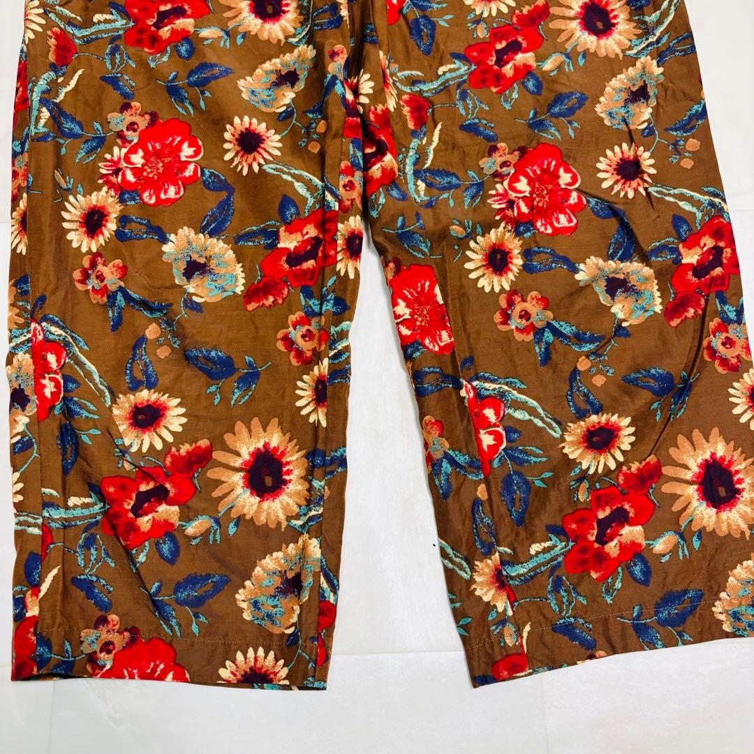 ユニ　コットンキュプラ　フラワープリント総柄カジュアルパンツ