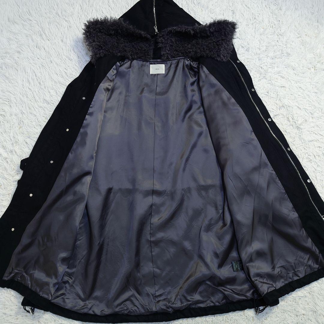 IENA　イエナ　2024AW　ファー付モッズコート　ウール素材　黒　38　M