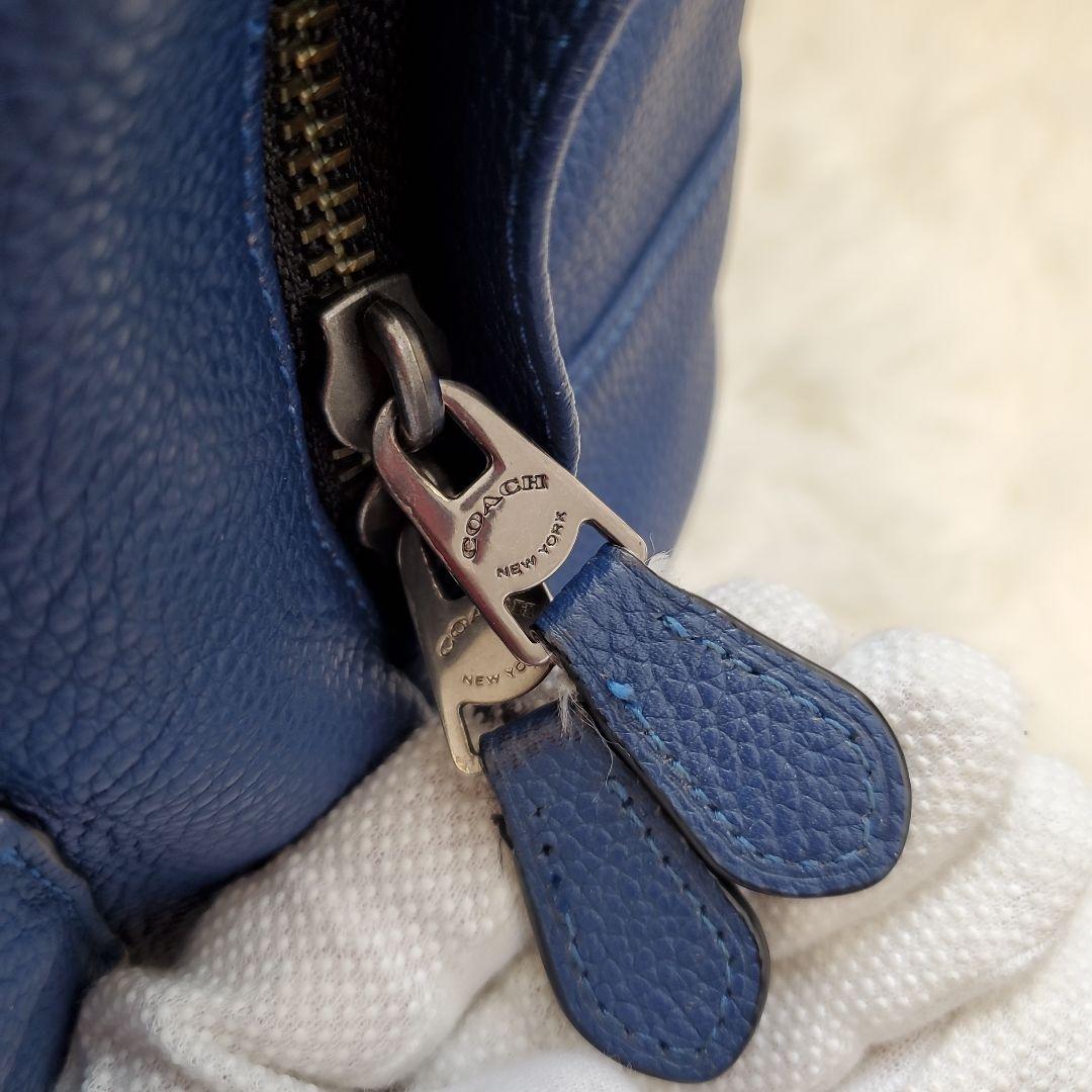 ⭐美品⭐COACH　ターンロック レザー リュック　シボ革　ブルー　大容量　通勤