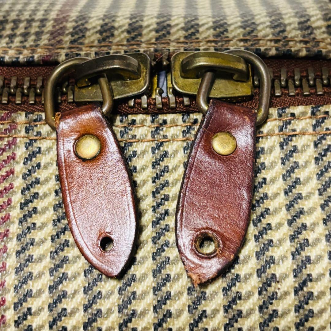 希少 ポロ ラルフローレン レザー ボストンバッグ 千鳥柄 2way 大容量