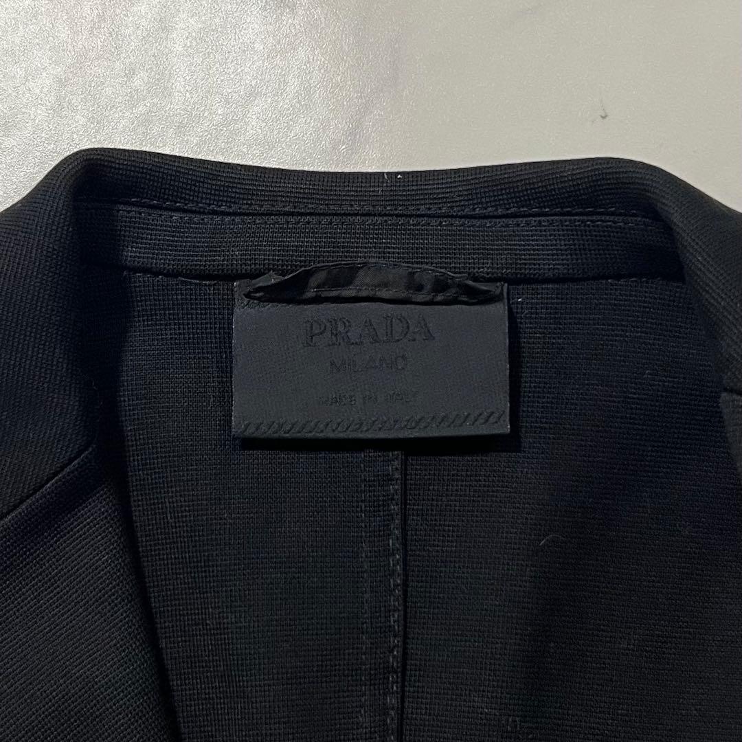 未使用タグ付 PRADA テーラードジャケット 黒 44 2XL ブラック 黒