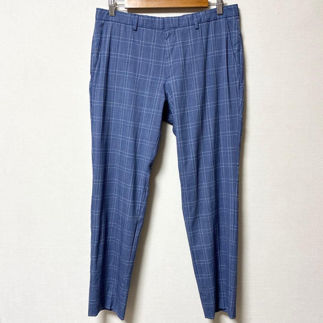 美品 現行タグ ヒューゴボス カルロバルベラ セットアップスーツ 青 チェック