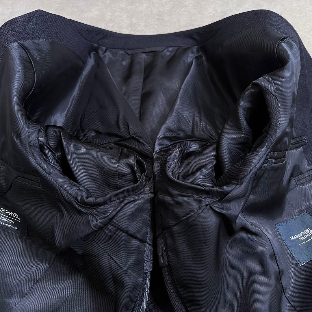 【美品】メーカーズシャツ鎌倉 ウールホップサックテーラードジャケット 48