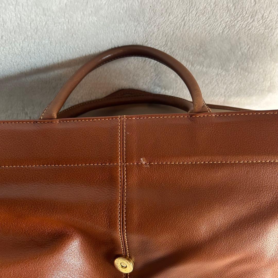 希少 美品 ロンシャン ボストンバッグ オールレザー 大容量 旅行 ゴールド