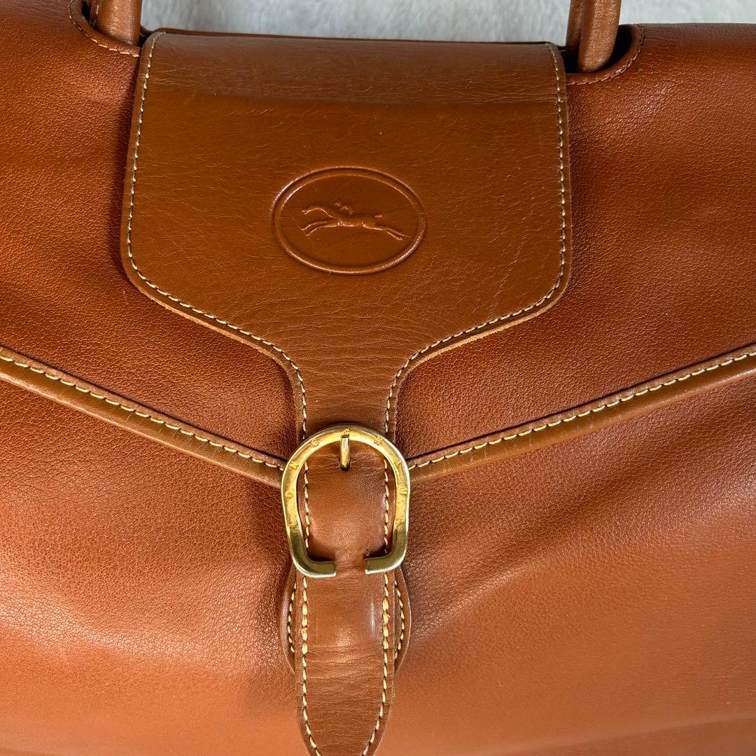 希少 美品 ロンシャン ボストンバッグ オールレザー 大容量 旅行 ゴールド
