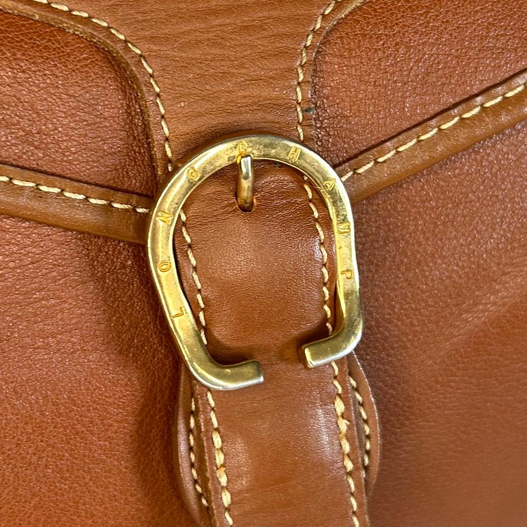 希少 美品 ロンシャン ボストンバッグ オールレザー 大容量 旅行 ゴールド