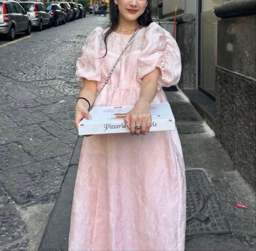 ANDRESD bubble sleeve jacquard dress ♡