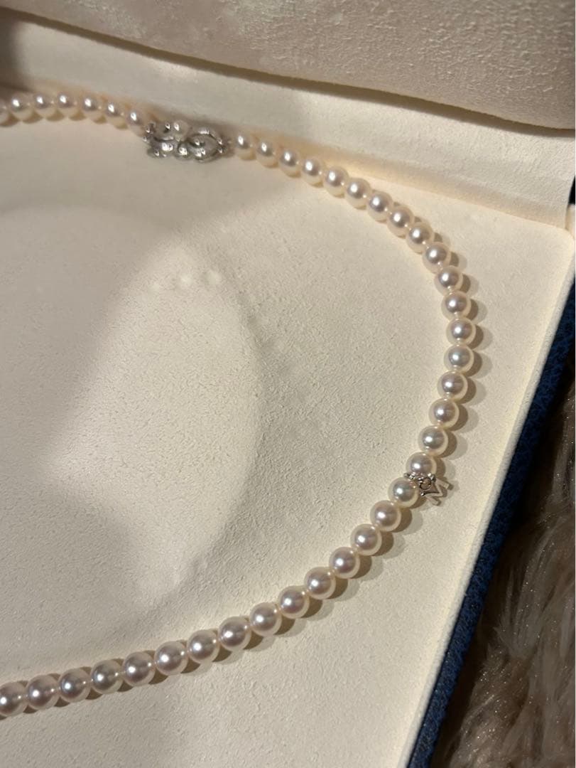 ミキモト MIKIMOTO K18 アコヤ真珠 ネックレス ダイヤ0.05ct