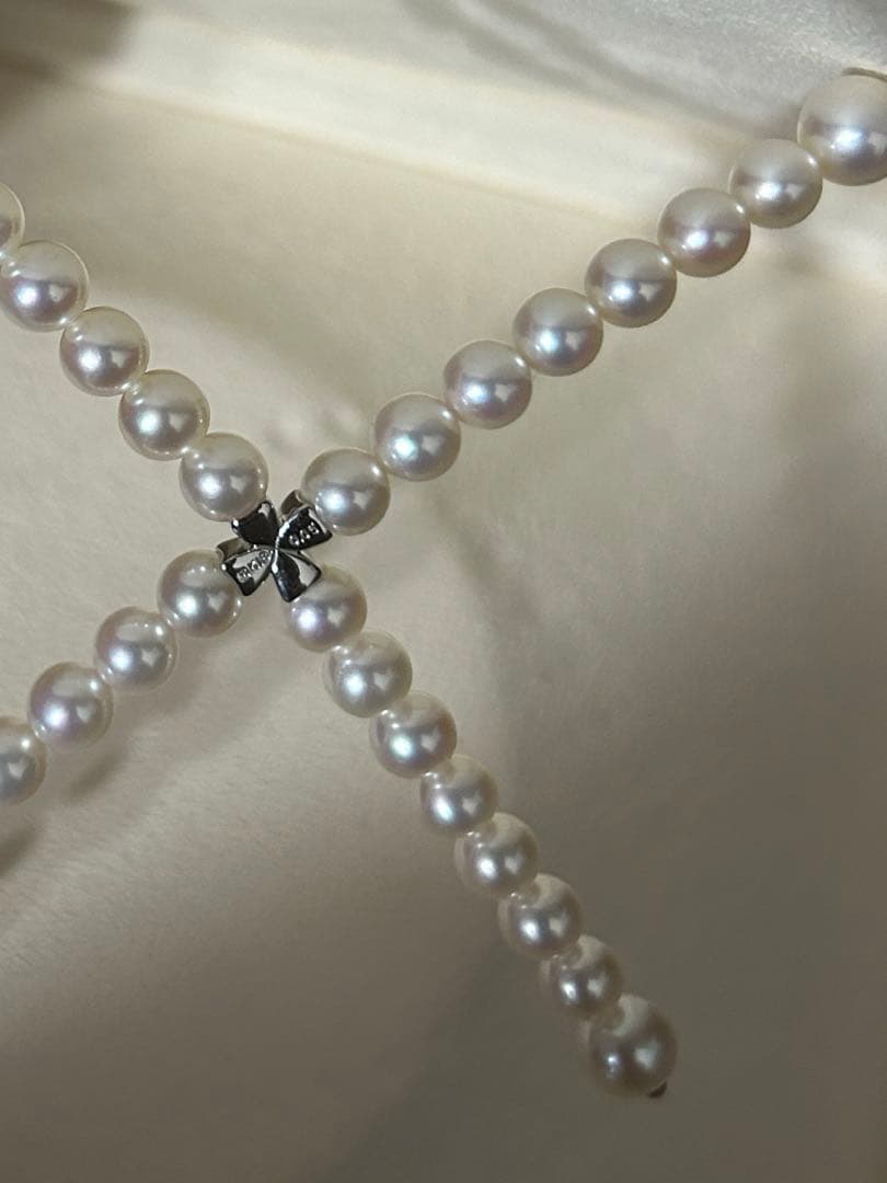 ミキモト MIKIMOTO K18 アコヤ真珠 ネックレス ダイヤ0.05ct