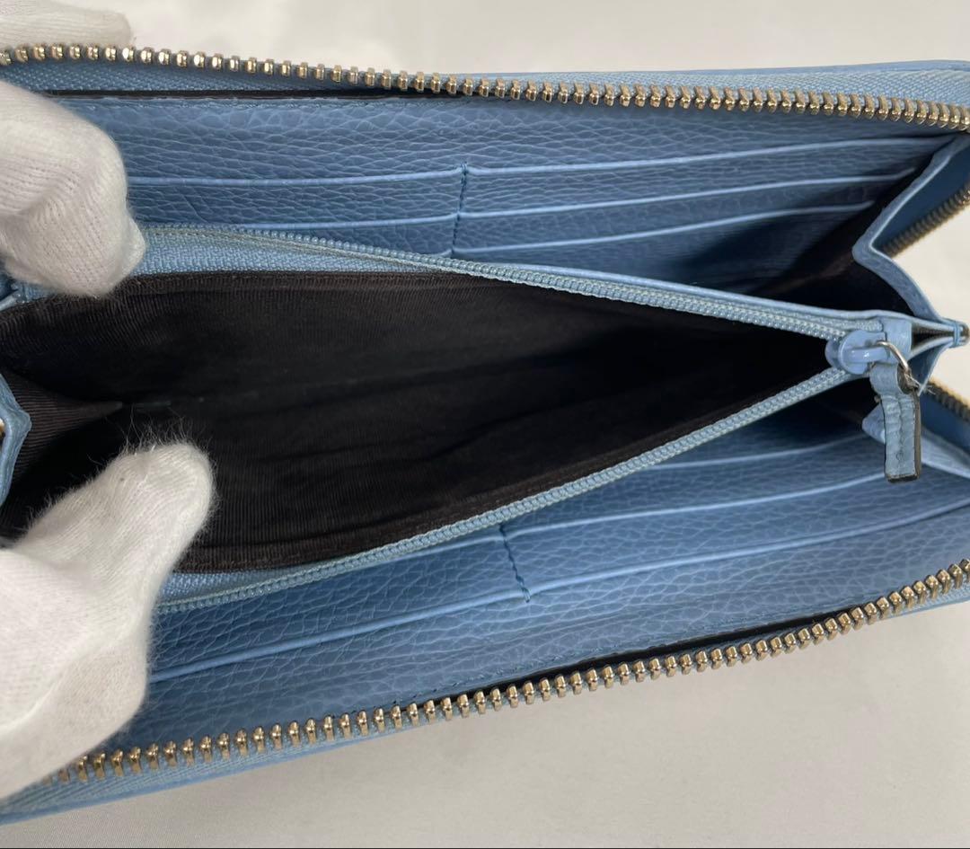 美品 GUCCI グッチ 長財布 ラウンドファスナー GGキャンバス レザー