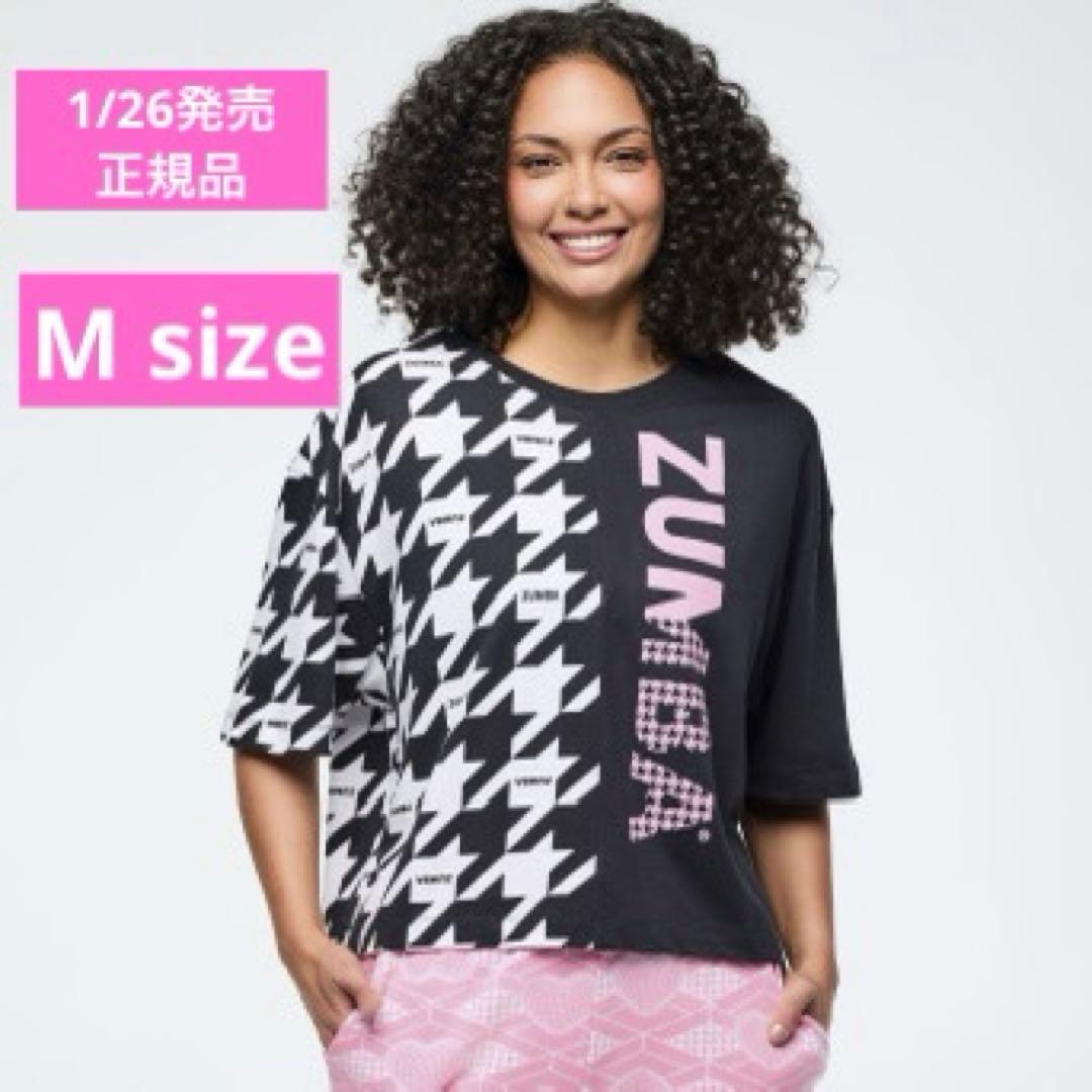 【1/26超最新作】ZUMBATシャツ モノクロ千鳥柄　Mサイズ