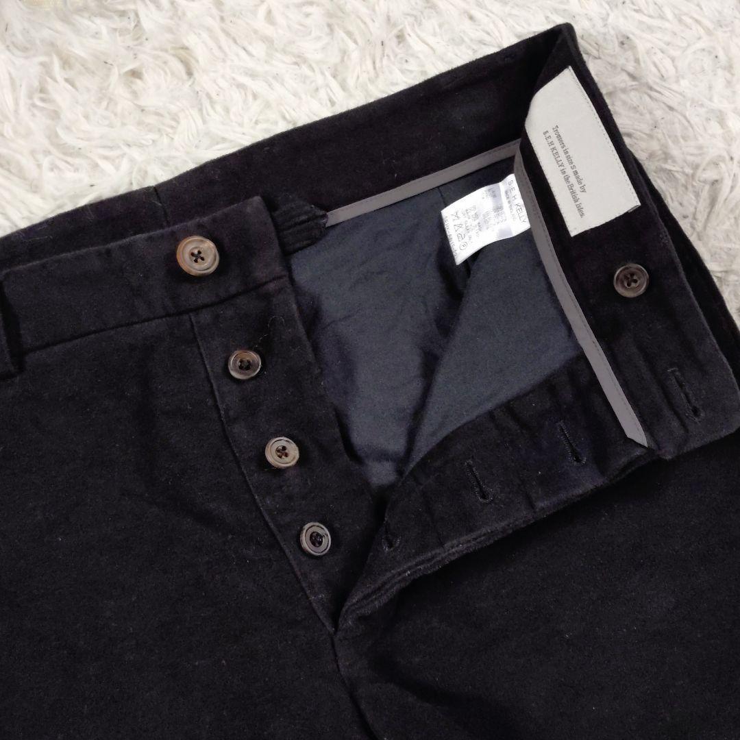 [美品]S.E.H KELLY　パンツ　ウールスウェード　ブラック　英国　L相当