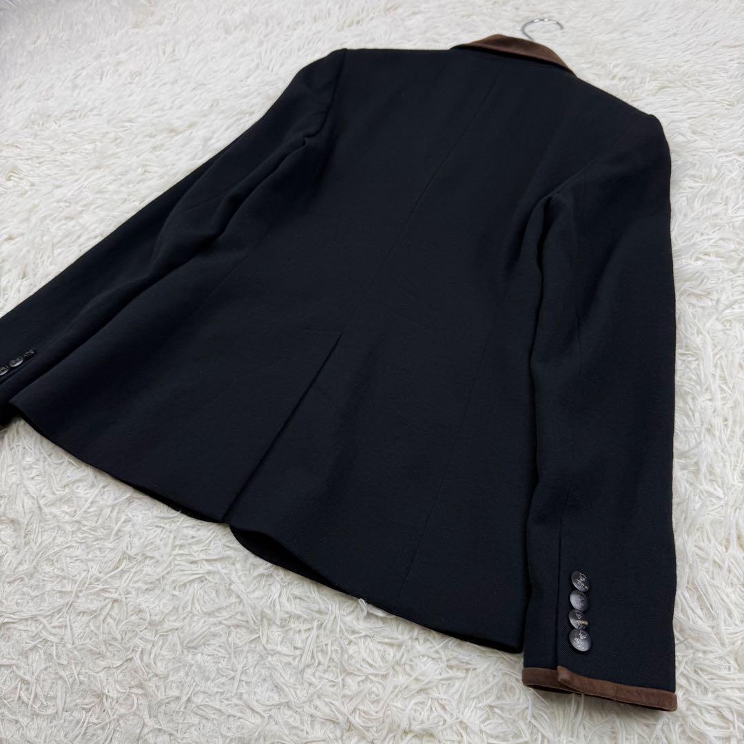 ラルフローレン テーラードジャケット ウール ゴートレザー キツネボタン 黒 S