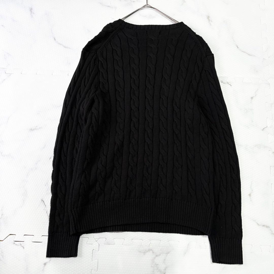 ✨大人気✨ ポロラルフローレン現行QR黒　ケーブルニットM