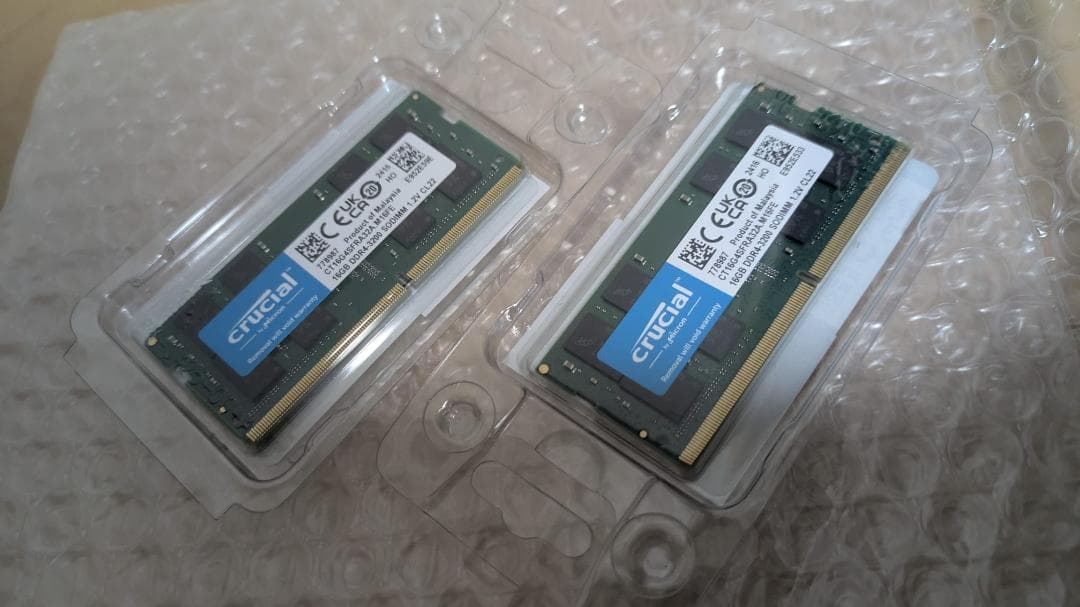 crucial 2x16GB SODIMM DDR4 3200MHz メモリ