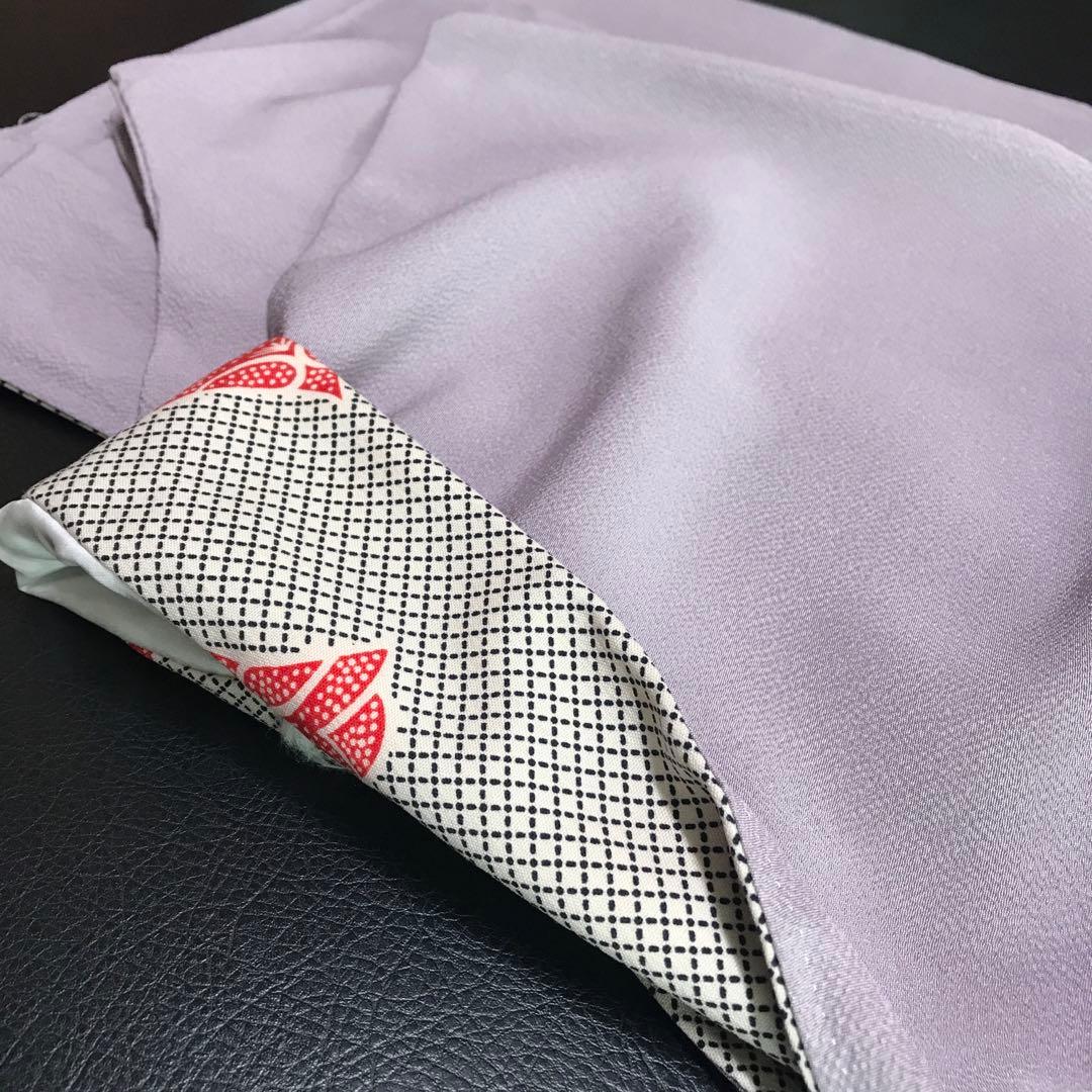 正絹　色無地　袷　柄八掛　裄68