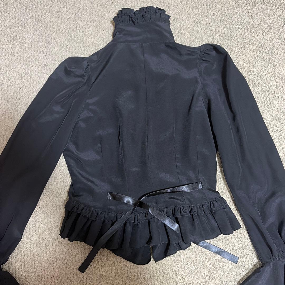 MARBLE ブラウス　姫袖　ジャボタイ　リボン　黒　ブラック　ゴスロリ