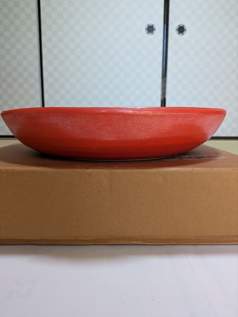 ◆花器　陶器　朱水盤 清水焼 ◆美品　花堂作