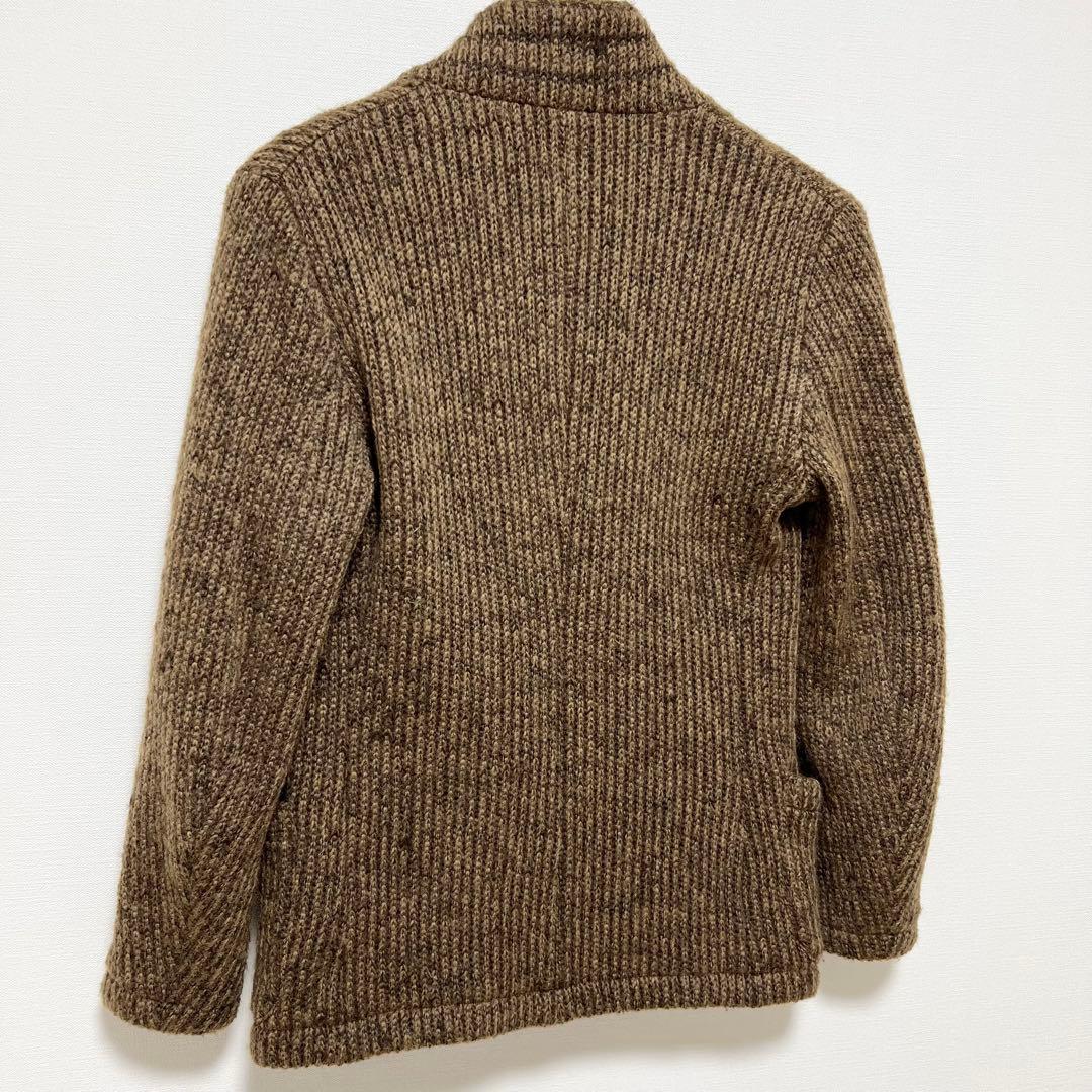 ビームスブリッラペルイルグスト　ニットノーカラージャケット　ウールブラウンxs