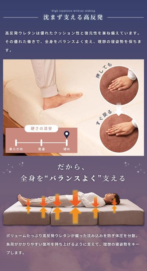 【54％引き】パレットライフ マットレス シングル 高反発 三つ折り 20㎝厚