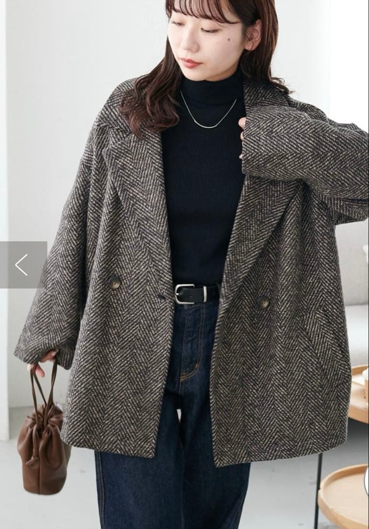 discoat ヘリンボーンダブルテラージャケット