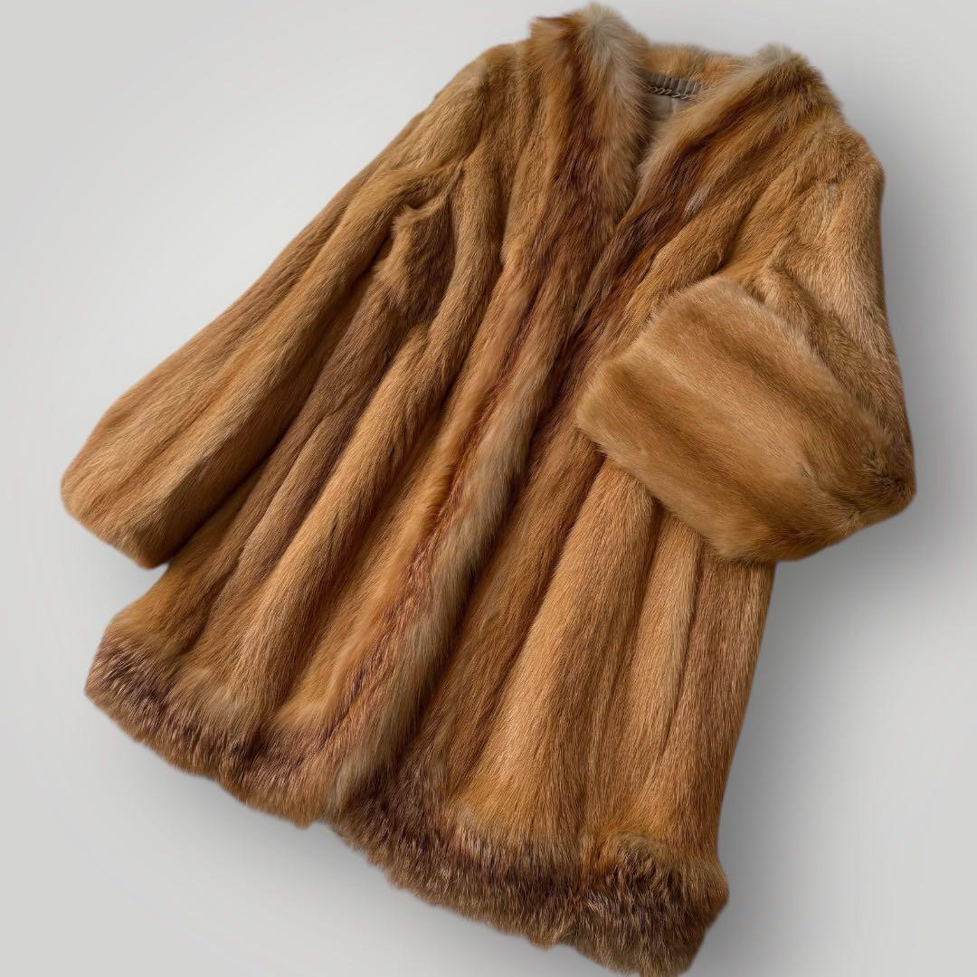希少 本毛皮 リアルファーコート コリンスキー レッドフォックス 11号