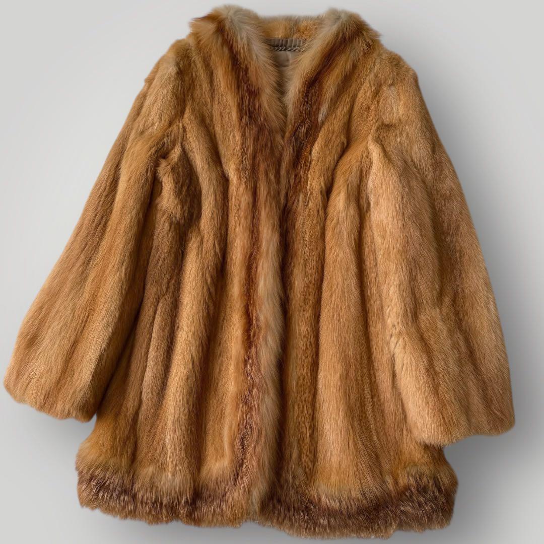 希少 本毛皮 リアルファーコート コリンスキー レッドフォックス 11号
